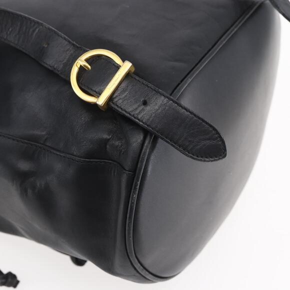 Salvatore Ferragamo Gancini Backpack Leather Black Gold Auth 153904 main image 5